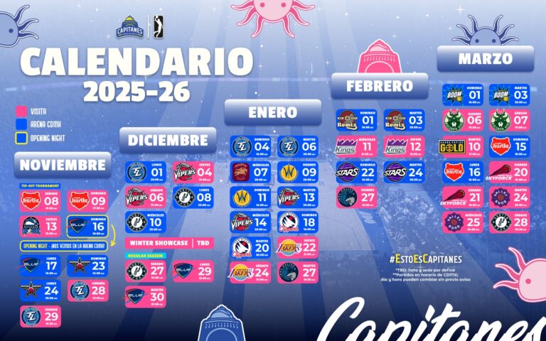  Capitanes anuncia calendario para la Temporada 2025-26 de la NBA G LEAGUE 